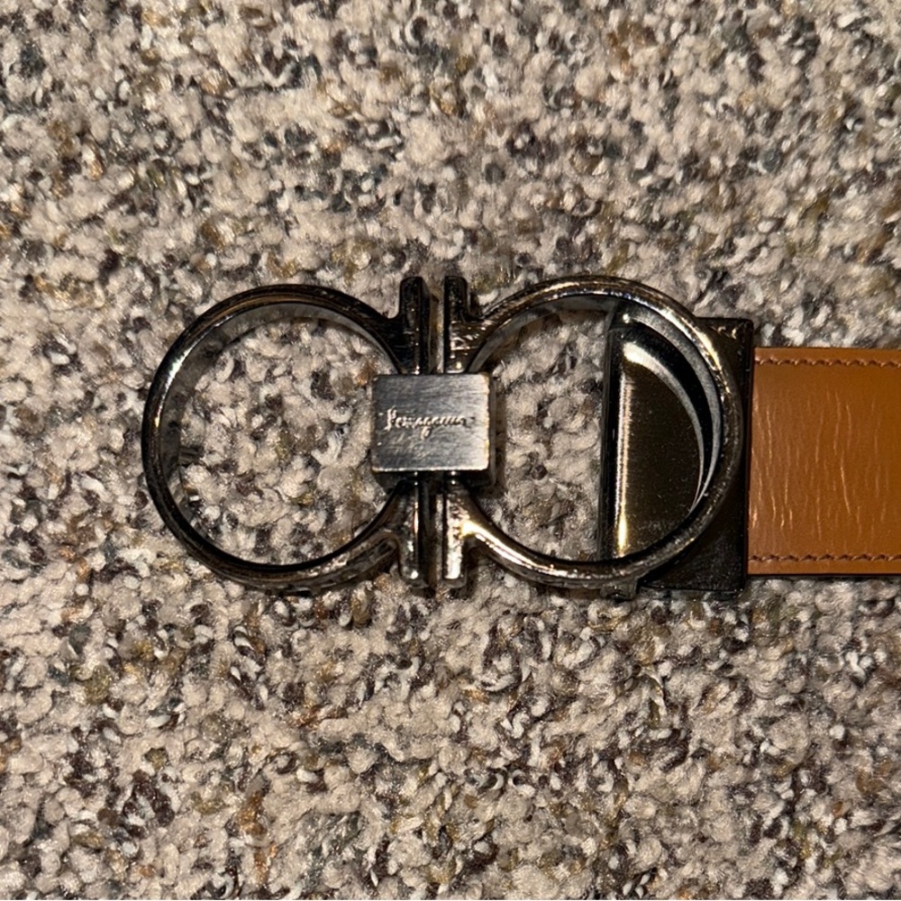 Salvatore Ferragamo Brown Belt with Silver Buckle